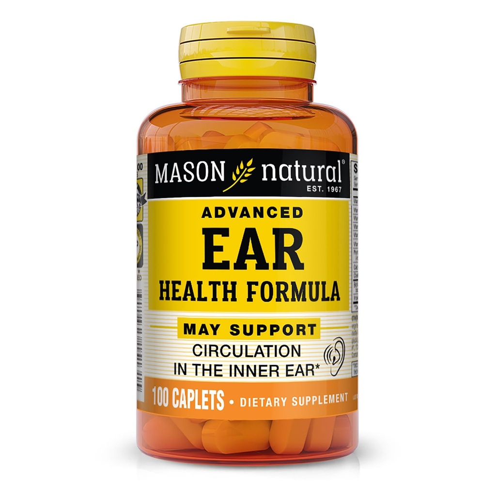 MASON NATURAL Advanced Ear Health, 33 Day Supply, Υποστηρίζει την κανονική κυκλοφορία στο εσωτερικό αυτί & δαχτυλίδι, 100 Caplets