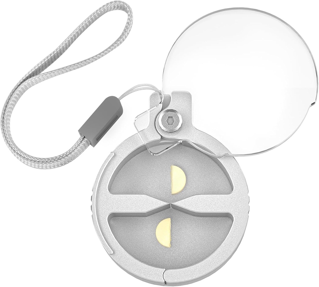 Durable Pill Splitter, Precise Dual-Blade Aluminum Pill Cutter for Small & Large Pills, Compact Pill Case with Lanyard for Travel, Daily Use