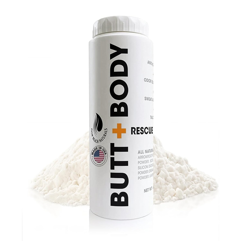 But & Body Rescue Powder για άνδρες & γυναίκες – Αποσμητικό όλου του σώματος Απορροφά τον ιδρώτα, ελέγχει Odor & Chafing με την αίσθηση ψύξης – Φυσικά προστατεύει το δέρμα, Talc Free – 4oz