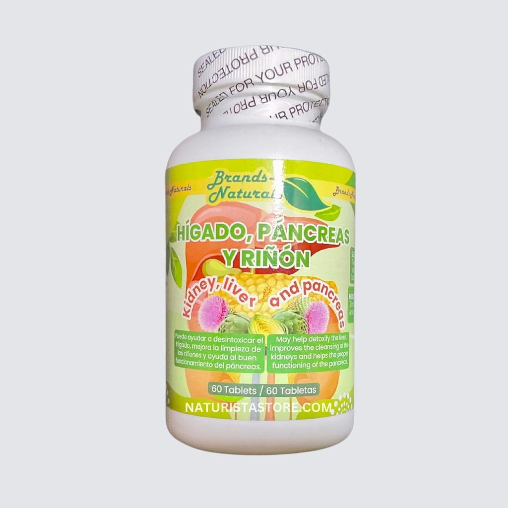 Generic Brands Naturals Νεφρικό ήπαρ & πάγκρεας (Higado Pancreas Y Rinones) 60 καρτέλες