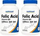 Nutricost Folic Acid (Vitamin B9) 1000 mcg, 240 Capsules (2 Bottles)