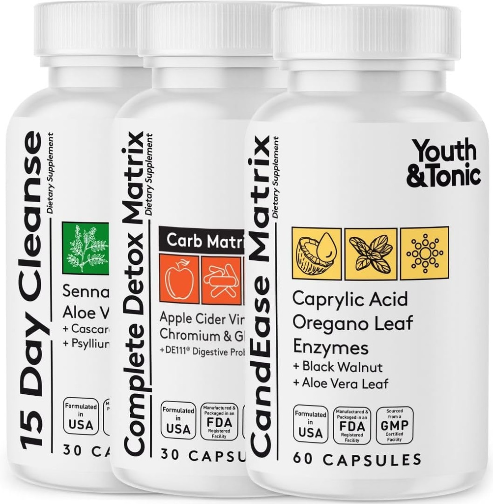 CandEase Matrix Χάπια & Καθαριστής Κολώνων & Πλήρης Detox Matrix Fast Kit Bundle 3pk 