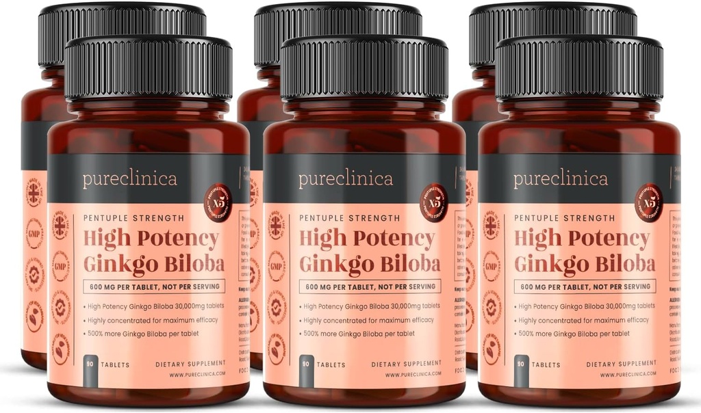 Αγγειοκλινική Υψηλή Ικανότητα Ginkgo Biloba 30.000mg x 540 δισκία (6 μπουκάλια των 90) - 18 μήνες προσφοράς - 5 φορές Η δύναμη των προϊόντων ανταγωνιστή