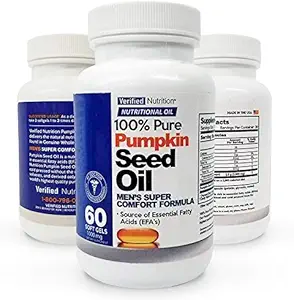 100% Pure Pumpkin Seed Oil - 60 Soft Gels Containing a Rich Nutrient Profile Found in Genuine Whole Foods - Men's Super Comfort Formula - Nutritional Oil Rich in Essential Fatty Acids - 1 Bottle