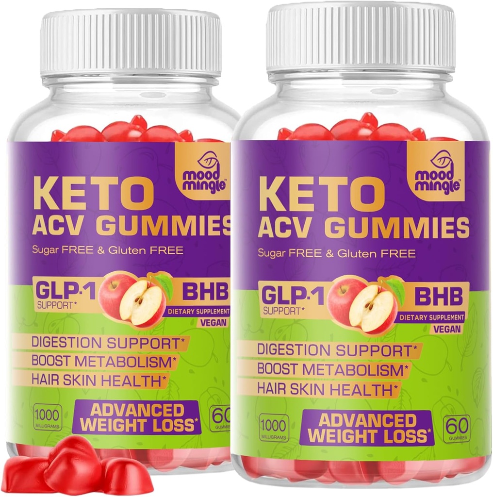 Keto ACV Gummies Γλουτένη & Χωρίς ζάχαρη Μηλίτης Ξίδι Ξύδι για Σύνθετη Απώλεια βάρους - Ταχεία λίπος συμπλήρωμα διατροφής Burner για γυναίκες άνδρες - 60 Gummies (1000MG)