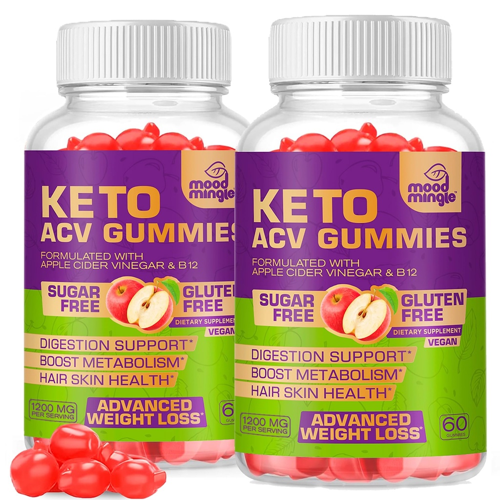 Keto ACV Gummies Γλουτένη & Χωρίς ζάχαρη Μηλίτης Ξύδι Ξύδι για Σύνθετη Απώλεια Βάρος - Ταχεία λίπος συμπλήρωμα διατροφής Burner για γυναίκες άνδρες - 60 Gummies (1000MG) (2-Pack)