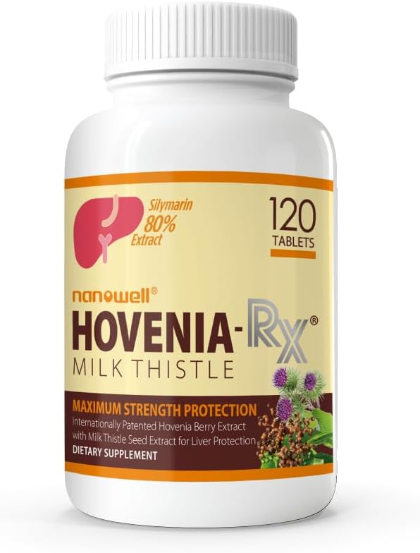 NANOWELL Hovenia-RX Γαϊδουράγκαθο γάλακτος - Συμπλήρωμα στήριξης ήπατος με 80% Silymarin Γάλα Γαϊδουράγκαθο εκχύλισμα - 120 δισκία, 30 ημέρες προσφοράς