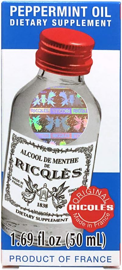 Ricqles Peppermint Oil Dietary Supplement (Supports Healthy Digetion, Intestinal Comfort) (1,69 fl. oz) (1 φιάλη) (Προϊόν της Γαλλίας)
