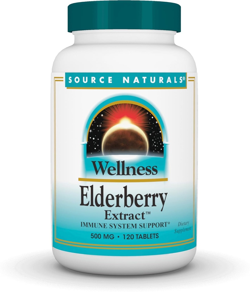 Source Naturals Wellness Elderberry Extract for Immune System Support* - 500 mg, 120 Tablets