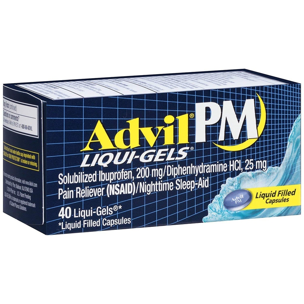 Advil PM Liqui-Gels Πόνος Νύχτα Ύπνος, 40 Liqui-Gels (πακέτο των 2)