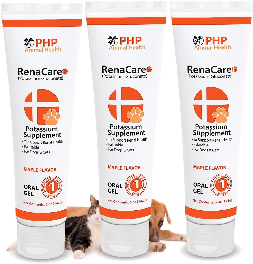 RenaCare K is for Renal K (Potassium Gluconate) Potassium Supplement Gel for Dogs and Cats, (15 oz) with Maple Flavor (Made in U.S.A)