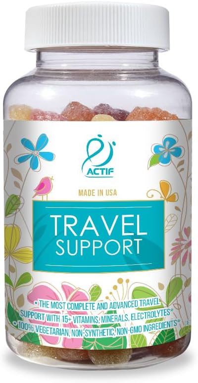 ACTIF Travel Mega Support with 15+ Advanced Factors – Μη ΓΤΟ, Γρήγορη Δράση, Κατασκευασμένο στις ΗΠΑ, 90 Gummies