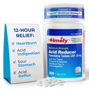 Timely Acid Reducer Famotidine 20mg - Αναψυκτικό οξύ για την ανακούφιση από εγκαύματα και τη δυσπεψία οξέος - 200 δισκία