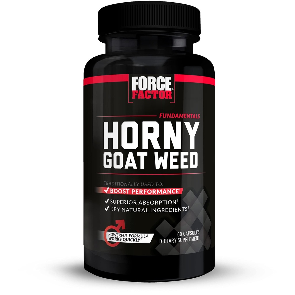 Force Factor Horny κατσικίσιο ζιζάνιο για άνδρες, φυσικό αρσενικό Drive και συμπλήρωμα ζωτικότητας με φυσικά συστατικά για την ανώτερη απορρόφηση, θεμελιώδη σειρά, 750mg, 60 κάψουλες