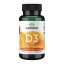Swanson Βιταμίνη D-3 5000 IU Υγεία των οστών Ανοσοποιητική υποστήριξη Υγιής λειτουργία μυών D3 συμπλήρωμα (χοληκαλσιφερόλη) 125 mcg 250 Softgels Count
