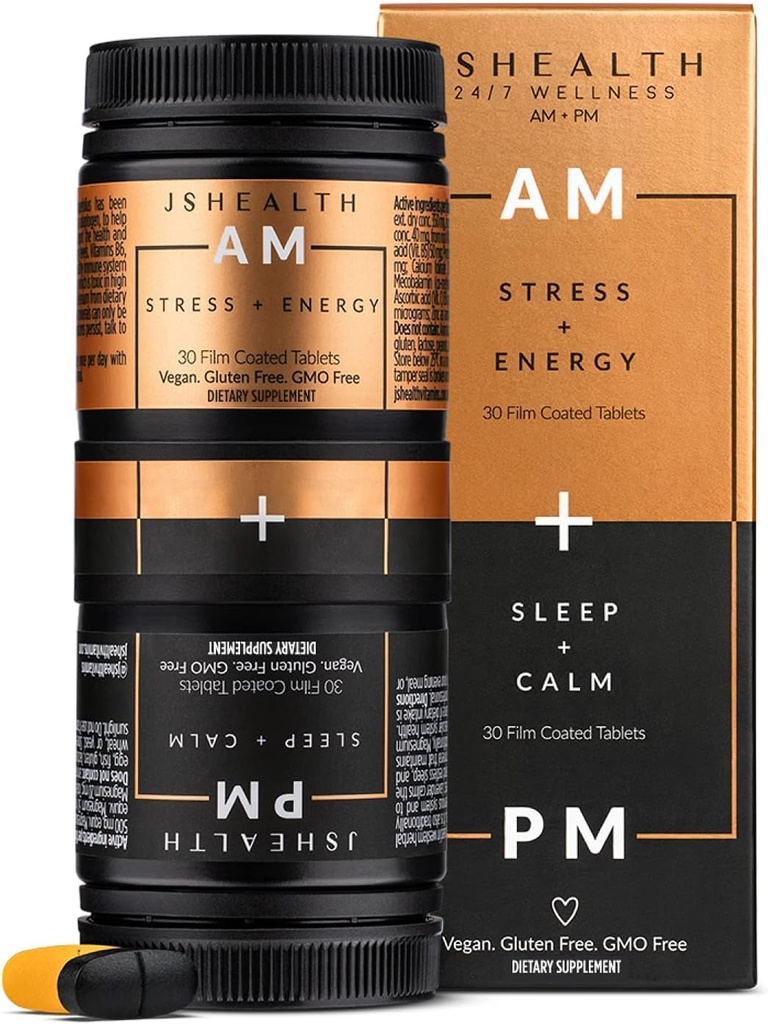 JSHealth Vitamins, AM + PM Formula | Daily Multivitamin for Women and Men (60 Tablets, 30 Day Supply)