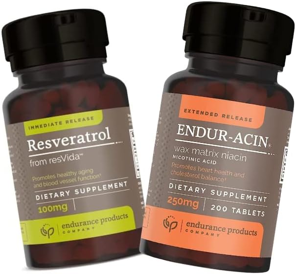 Προϊόντα αντοχής Resveratrol συμπλήρωμα – εκχύλισμα δέρματος σταφυλιού και ENDUR-ACIN 250mg Νιασίνη - Εκτεταμένη απελευθέρωση για βέλτιστη απορρόφηση & χαμηλή λάμψη