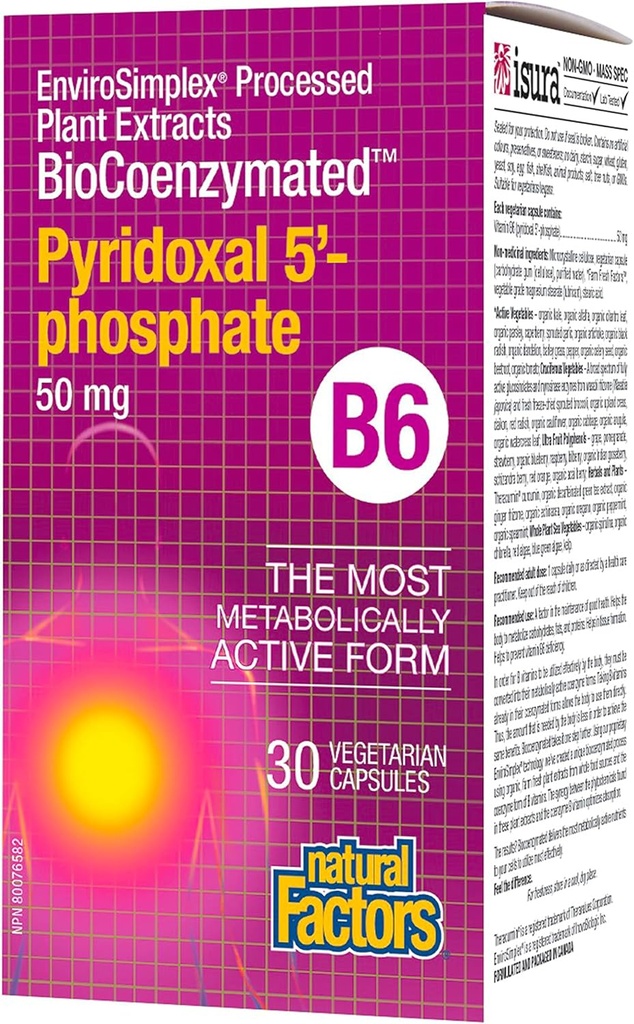 Φυσικοί παράγοντες BioCoenzymated Pirodoxal 5'-Φωσφορικό 50mg 30 VCaps