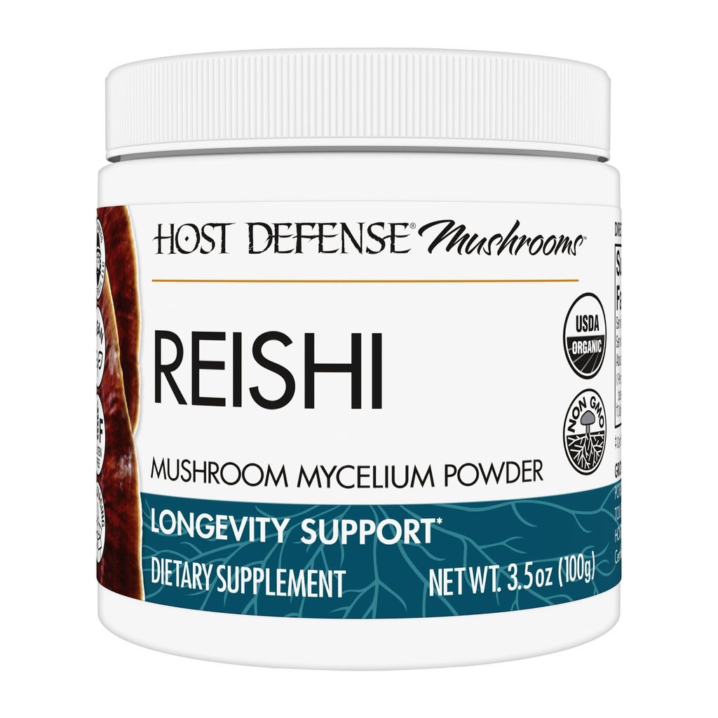Host Defense Reishi Powder - Mushroom Mycelium Powder - Heart & Immune Health Support Supplement - Mushroom Supplement to Support Energy & Vitality - Aids Γενικά Well-Being - 3,5 oz (66 Servings)*