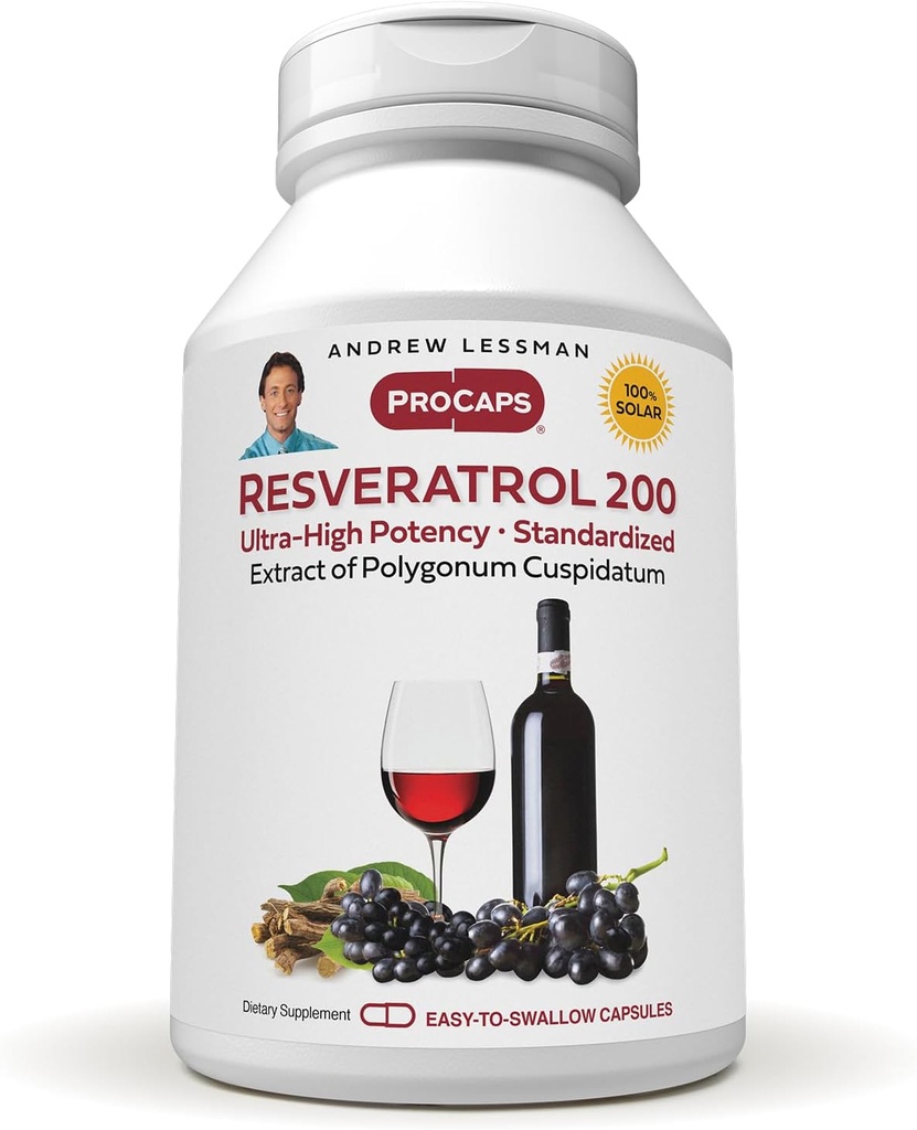 ANDREW LESSMAN Resveratrol-200mg - 30 κάψουλες - Κόκκινο κρασί Ωφέλιμο, φυσικά επιδεικνύοντας αντιοξειδωτικό, χωρίς αλκοόλ. Χωρίς πρόσθετα