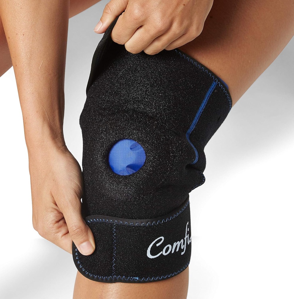 ComfiLife Knee Ice Pack with Wrap Reusable Hot & Cold Therapy Gel Pack Adjustable Compression Support for Injuries, Pain, Surgery, Arthritis, Meniscus and More
