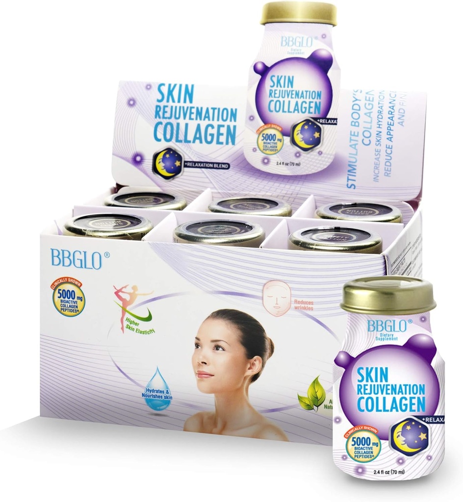 BBGLO® Skin Rejuvenation Collagen Drink - Anti Aging Complex, 2.4 fl. Oz (6 μπουκάλια, χαλάρωση)