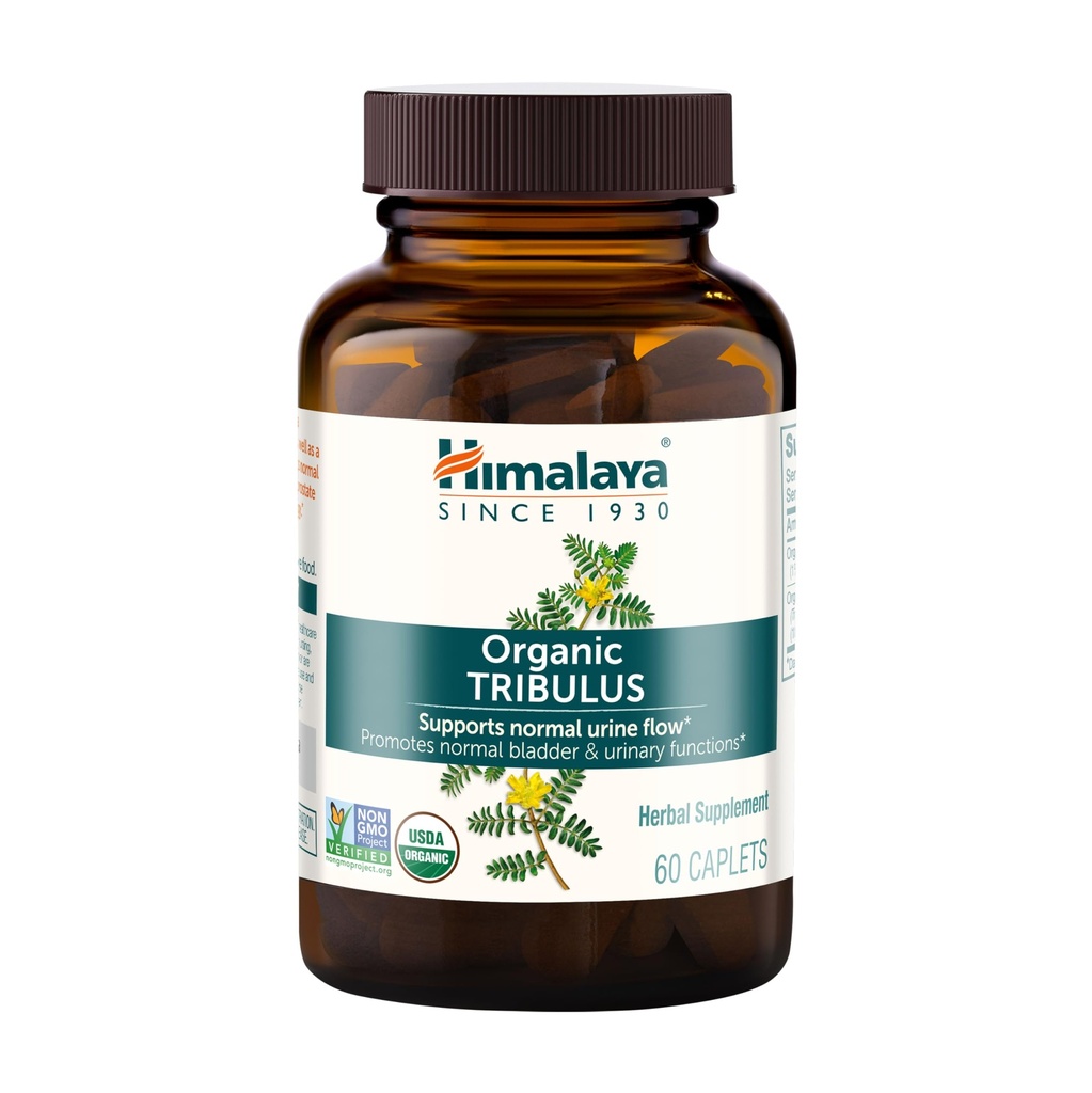 Himalaya Organic Tribulus Terrestris - Βότανο συμπλήρωμα για τον έλεγχο της ουροδόχου κύστης, αρσενική αντοχή, Prostate, και Libido Υποστήριξη - Vegan, μη ΓΤΟ, Χωρίς γλουτένη, 688 mg, 60 Caplets