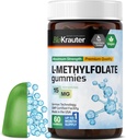 BIO KRAUTER L Gummys Methylfolate - 25 mg DFE - 60 Vegan Chews - MTHF συμπλήρωμα - Folate συμπλήρωμα - Folic Acid Gummies (Vitamin B9) - Gelatine-Free Formula