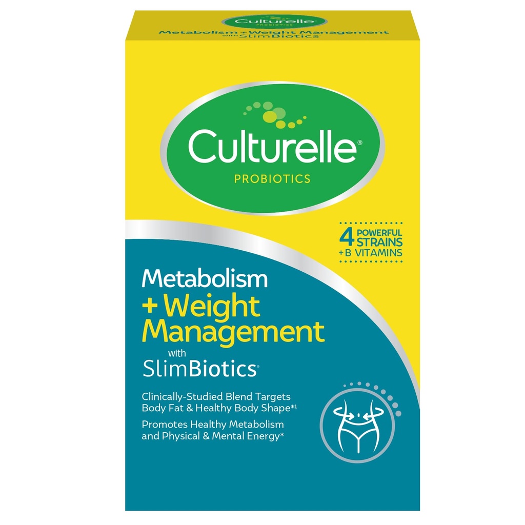 Culturelle Μεταβολισμός + Διαχείριση βάρους με προβιοτικές κάψουλες SlimBiotics® – 30 Count – Βοηθά στην ασφαλή διαχείριση του βάρους - Προάγει τον υγιή μεταβολισμό και τη σωματική και ψυχική ενέργεια
