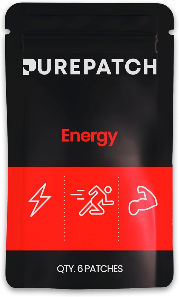 Pure Patch Energy Patch – Plant-Based Vegan Topical Patch – Caffeine – CoQ10 – Amino Acids – Electrolytes – Μη χωνευτά – Water-Resistant – Gluten Free – Made in USA – 6 Patches