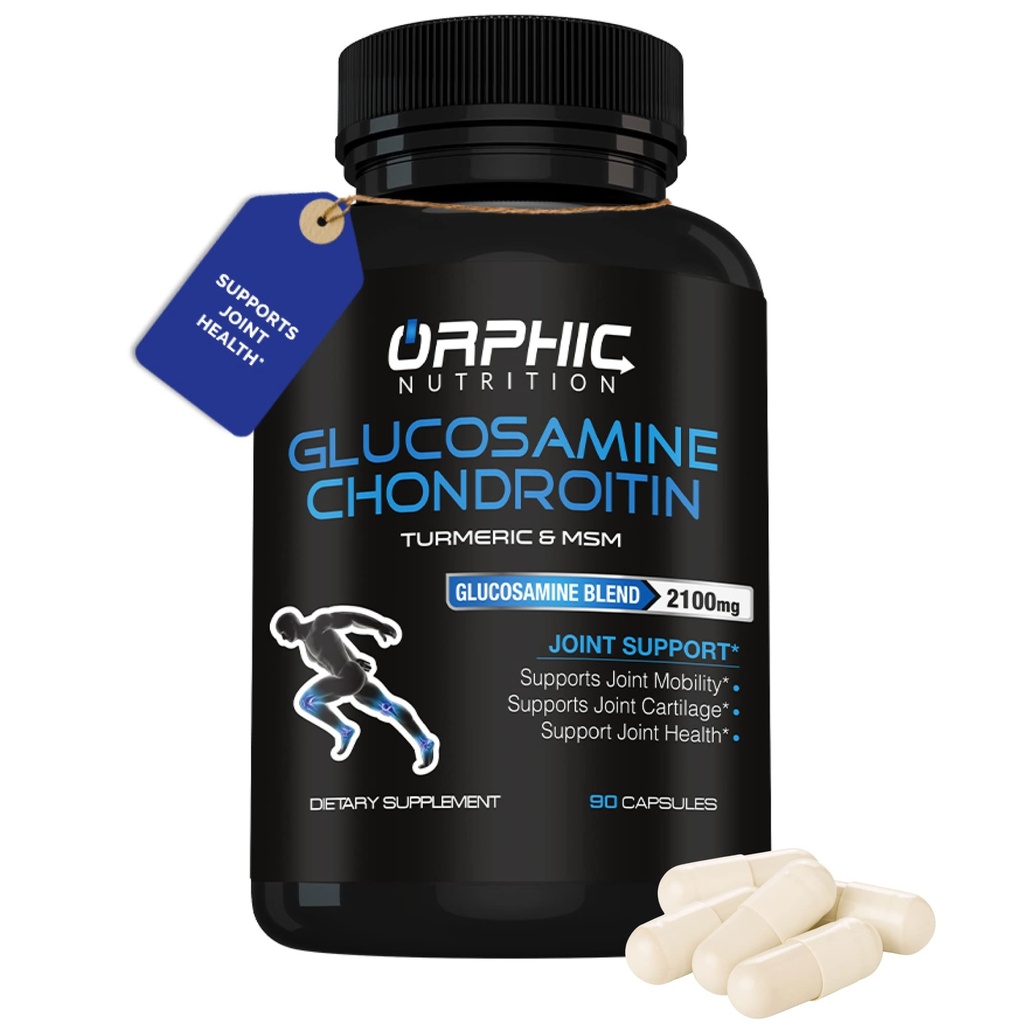 ORPHIC NUTRITION Glucosamine Chondroiting MSM 2100MG (90 Caps) - Κοινό Συμπλήρωμα Στήριξης για Άνδρες & Γυναίκες* - Υποστηρίζει το Κοινό Καρτέλα & Κινητικότητα