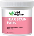 Vet Worthy Tear Stain Pads for Dogs - Λύση Μουσκεμένα Pads - Αφαιρέστε τα Stains από τα Dogs Γούνα - Απαλό και Ασφαλές - 90 Pads.