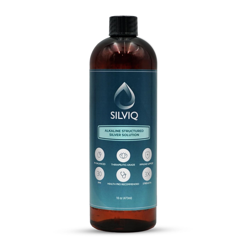 Structured Silver Water 30PPM - ph Balanced Alkaline Structure Silver Liquid Solution Mineral Supplement for Natural Immune Support - Enhanced Wellness & Gut Health - 16 Oz (437ml)