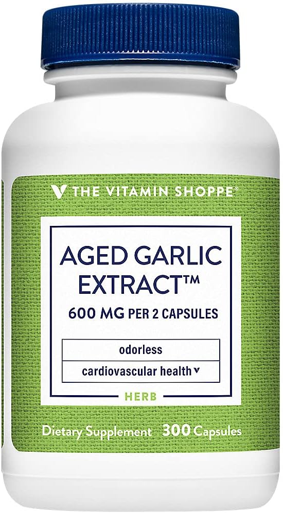 The Vitamin Shoppe Odorless Aged Garlic Extract - Υποστηρίζει την καρδιοαγγειακή υγεία - 600 MG (300 κάψουλες)