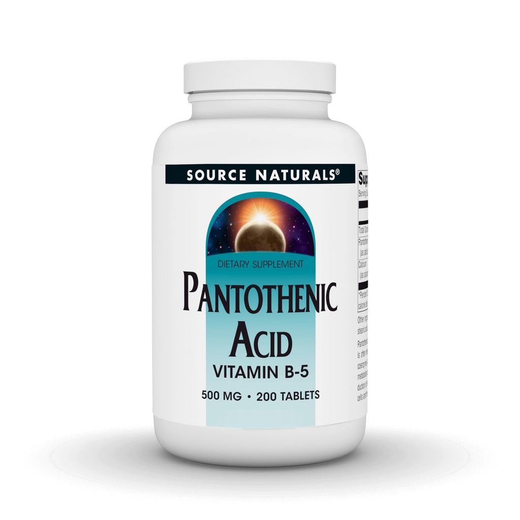 Source Naturals Pantothenic Acid 500 mg Βιταμίνη Β-5 Συμπλήρωμα διατροφής - 200 δισκία