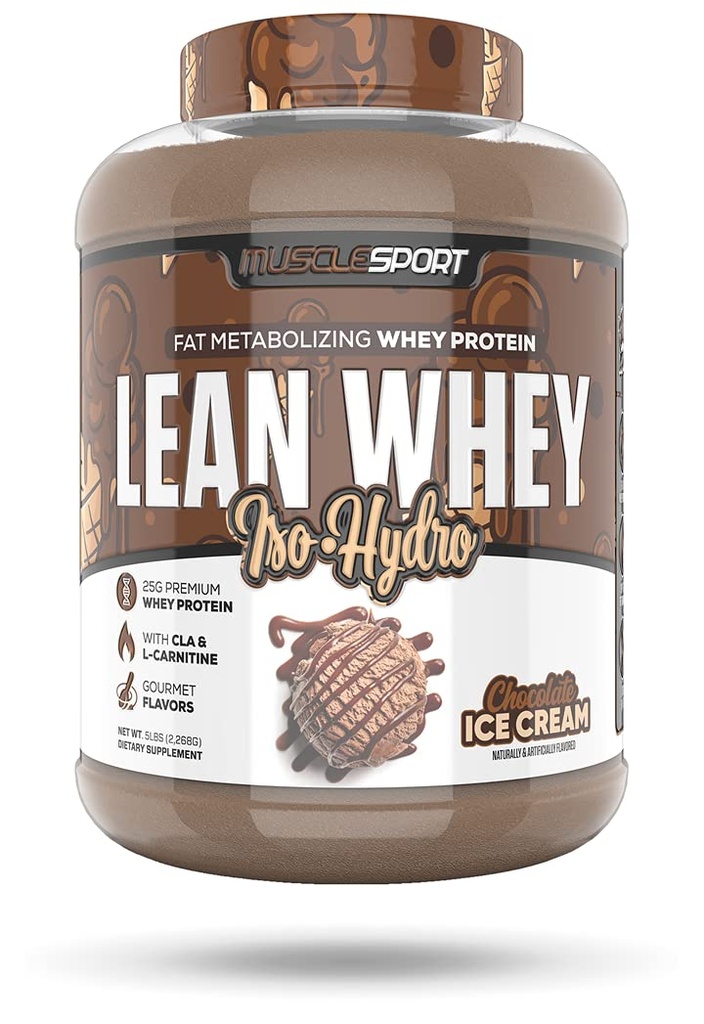 Μύες σπορ Lean Whey RevolutionTM Protein Powder - Whey Protein Isolate - Χαμηλή θερμίδα, χαμηλή υδατανθράκη, χαμηλή λίπος, απίστευτη γεύση - 25g πρωτεΐνη ανά Scoop - 5lb παγωτό σοκολάτα