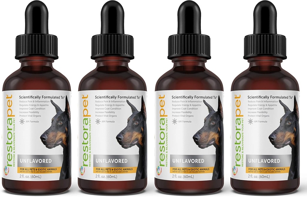 RestoraPet 4-Pack Dog & Cat Unflavored Liquid Multivitamin 