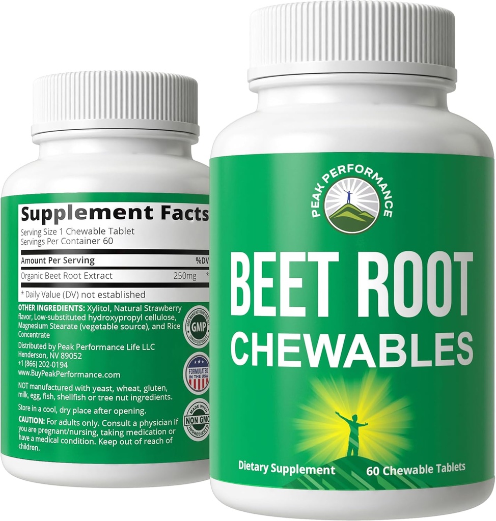 Τσίχλες τεύτλων - Great Tasting Beets Chewables With No Added Sugar - Better than Gummies. Περιέχει οργανικό εκχύλισμα ρίζας τεύτλων. Vegan, Zero Gluten Beetroot συνολικό συμπλήρωμα για την καρδιά, την κυκλοφορία, BP