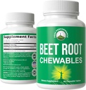 Τσίχλες τεύτλων - Great Tasting Beets Chewables With No Added Sugar - Better than Gummies. Περιέχει οργανικό εκχύλισμα ρίζας τεύτλων. Vegan, Zero Gluten Beetroot συνολικό συμπλήρωμα για την καρδιά, την κυκλοφορία, BP