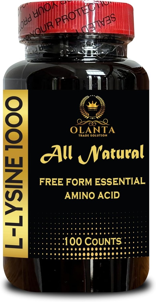L-LYSINE 1000 mg Free Form Amino Acid Essential - Amino Acids Supplement L-Lysine Υγιεινό άζωτο Υποστηρίξτε τον κανονισμό ορμονών και την ανάπτυξη των μυών - 1 φιάλη 100 Counts