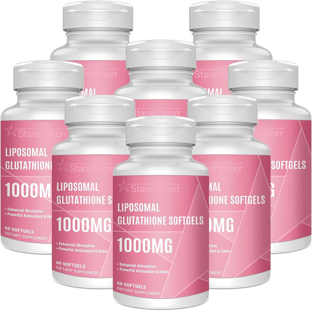 Λιποσωμική Γλουταθειόνη Softgels 1500MG, Μειωμένο συμπλήρωμα γλουταθειόνης με βιταμίνη C, Καλύτερη απορρόφηση, Μη ΓΤΟ Ισχυρό Αντιοξειδωτικό για Υγιή Γήρανση, Αποτοξίνωση, Ανοσοποιητική Υγεία, 480 Softgels
