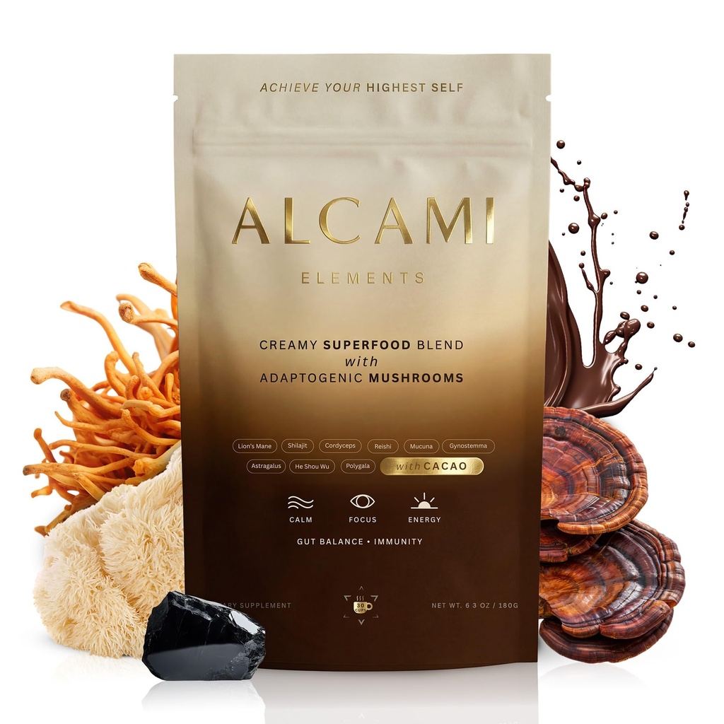 Καφές Cacao Mushroom 10X συμπυκνωμένο εκχύλισμα, με leon's Mane, Reishi & Cordyceps, ενέργεια & υποστήριξη εστίασης, 30 υπηρεσίες, Premium συμπλήρωμα σκόνης