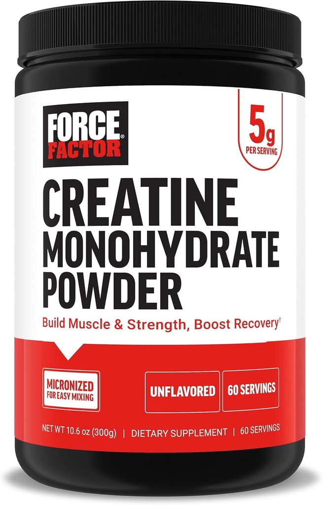 Power Factor Creatine Monohydrate Powder, 5g Micronized Dose to Support Muscle Growth, Strength, Recovery, Γνωστική Υγεία & Μνήμη, Άγευστη, 60 Υπηρεσίες