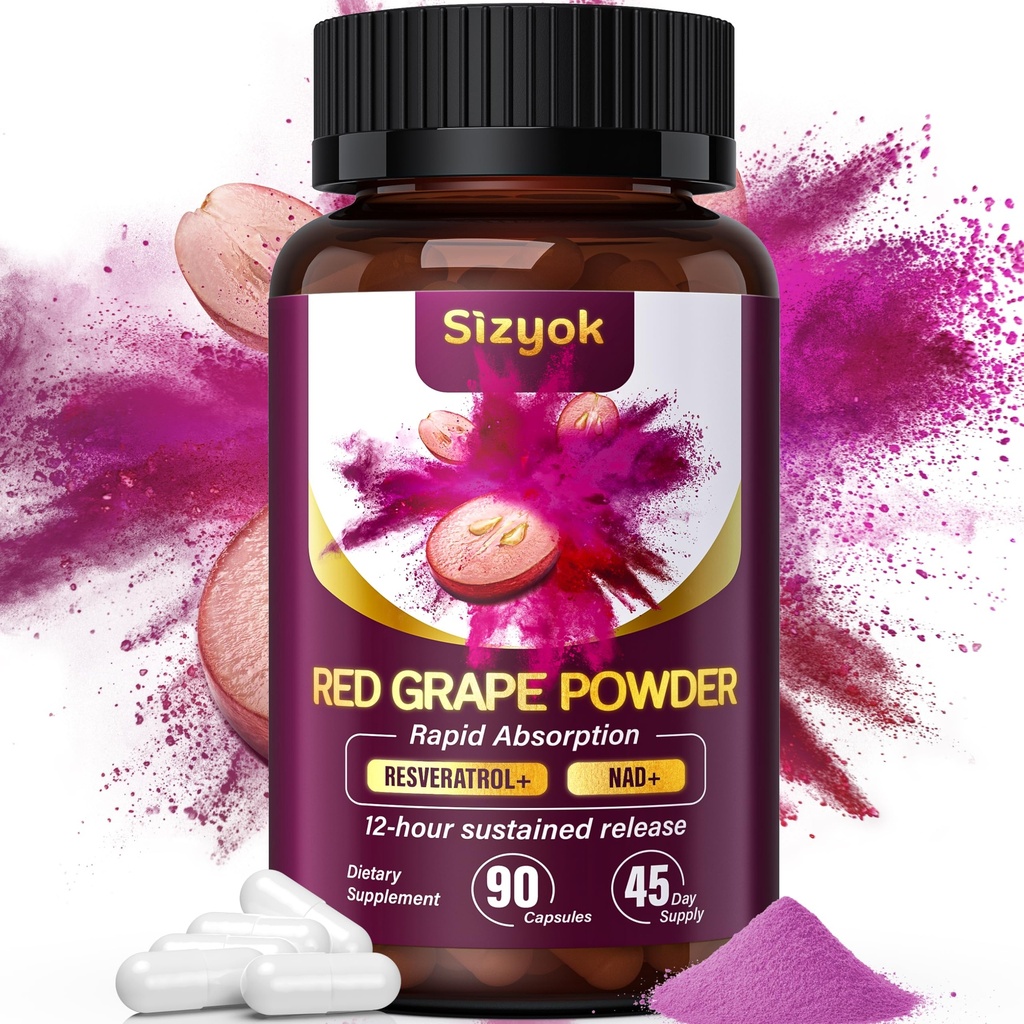 Piceid Resveratrol Supplement and NAD+ Cell Regenerator, Nitric Oxide Supplement, Support Heart Health, Blood Flow, Cellular Energy Production & Metabolism, Red Grape Powder, 45 Day Supply