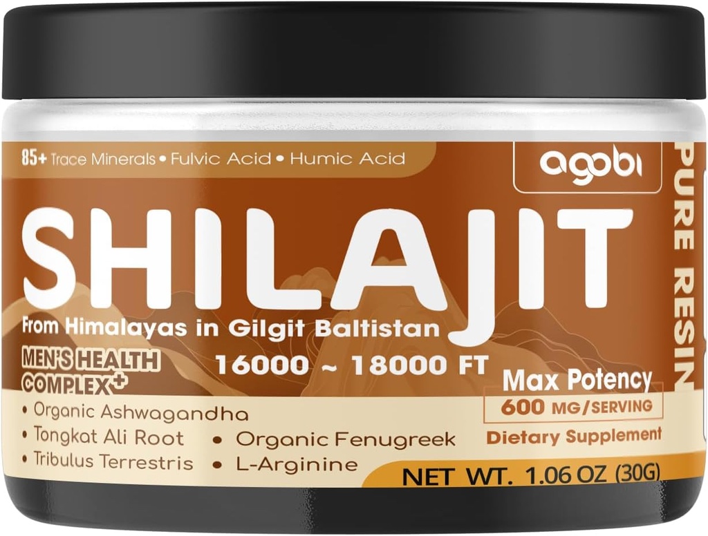 Shilajit Pure Himalayan Organic Resin - 30g Shilajit Supplement with 85+ Trace Minerals, Fulvic Acid, Ashwagandha Root, Tongkat Ali & More Herbal - Support Immune, Energy Production & Brain Health
