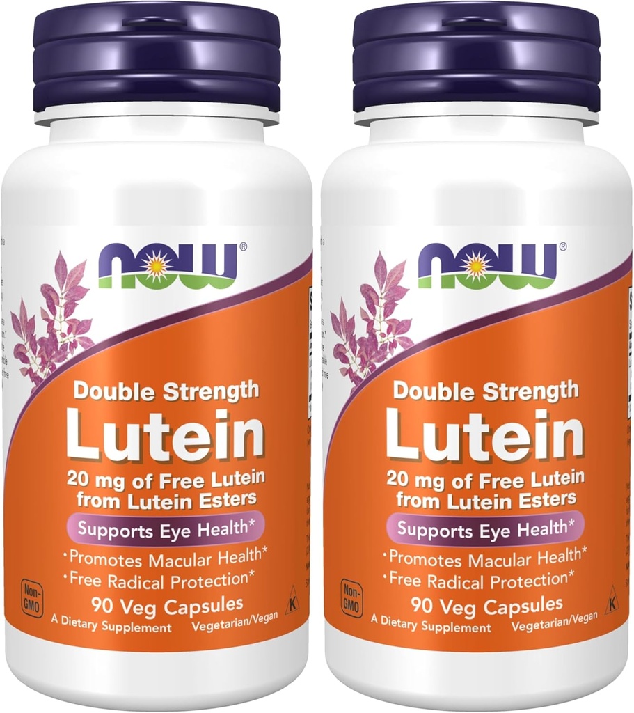 NOW Συμπληρώματα, Lutein 20 mg με 20 mg ελεύθερης λουτεΐνης από Lutein Esters, 90 κάψουλες Veg (πακέτο των 2)