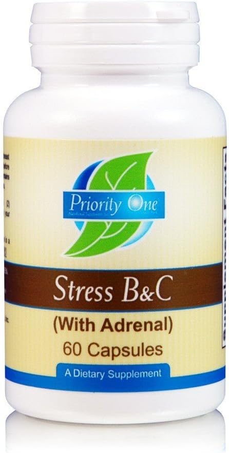 Προτεραιότητα One Vitamins Stress B & C 60 Κάψουλες - B Complex with Whole Gland Adrenal to Support Healthy Nerves, Skin, Eyes, γαστρεντερικές, και εγκεφαλικές λειτουργίες.*
