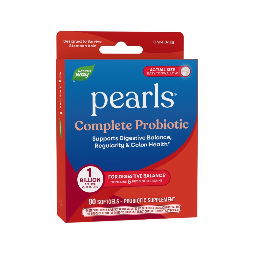 Nature's Way Pearls Complete Probiotic, Supports Digestive Balance*, 1 Billion Live Cultures, Supplement for Men and Women, No Refrigeration Required, 90 softgels