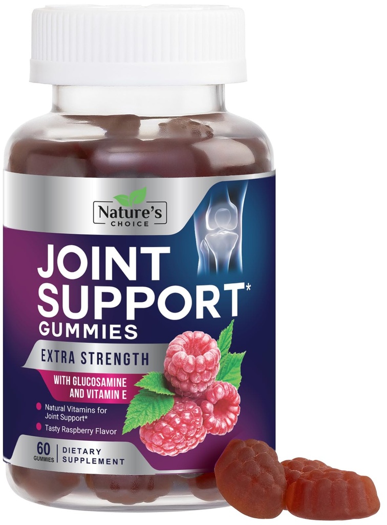 Κοινή υποστήριξη Gummies Επιπλέον δύναμη Glucosamine Gummy συμπλήρωμα με βιταμίνη Ε - Φυσικό Cartilage & κοινή υγεία & ευελιξία Υποστήριξη, καλύτερη υποστήριξη Glucosamine Chew για άνδρες & γυναίκες - 60 Gummies
