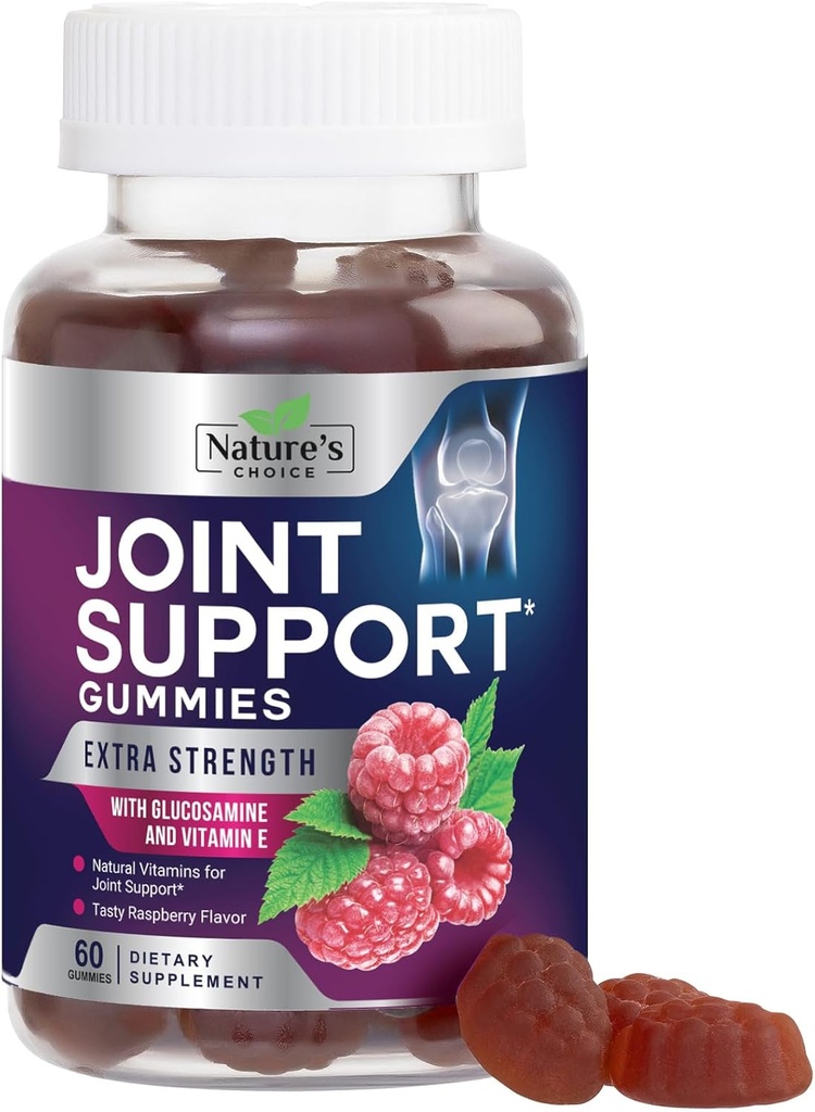 Joint Support Gummies Extra Strength Glucosamine Gummy Supplement with Vitamin E - Natural Cartilage & Joint Health & Flexibility Support, Best Support Glucosamine Chew for Men & Women - 60 Gummies